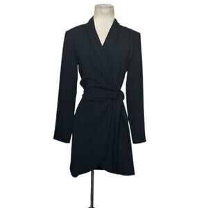 Zara black long sleeves mini wrap dress size XS